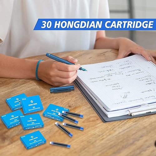 Miniatura 5 de Asvine Hongdian - Juego de 30 cartuchos de tinta azul para pluma estilográfica, cartuchos de recambio de 3.4 mm de diámetro interior