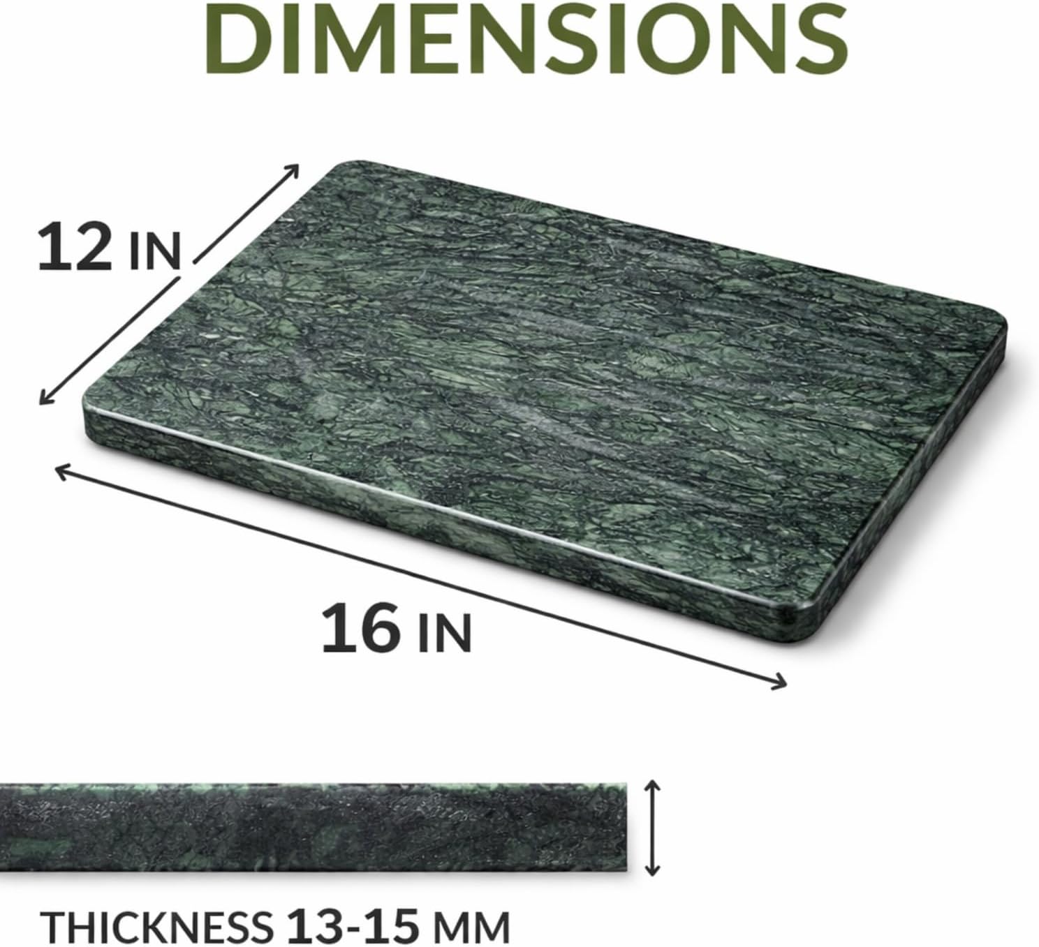 Marble Cheese and Pastry Board 16 x 12 Inch – Natural Carrara Marble Cutting Board and Serving Tray for Dough, Bread, Pizza, Charcuterie – Heavy, Non-Slip, Gift-Ready.