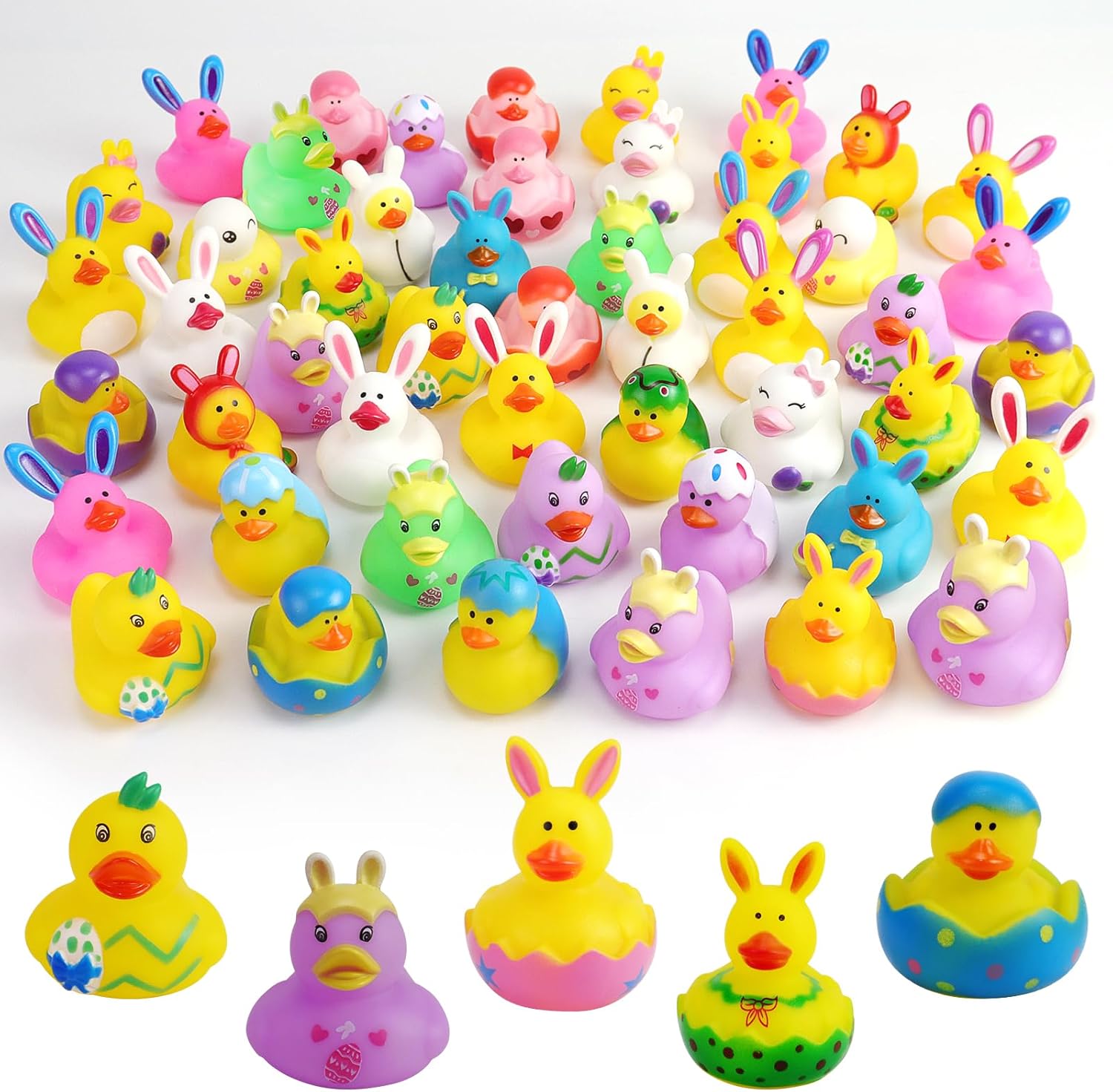 Easter Rubber Ducks, 50 Pcs Mini 2.1" Bath Toys