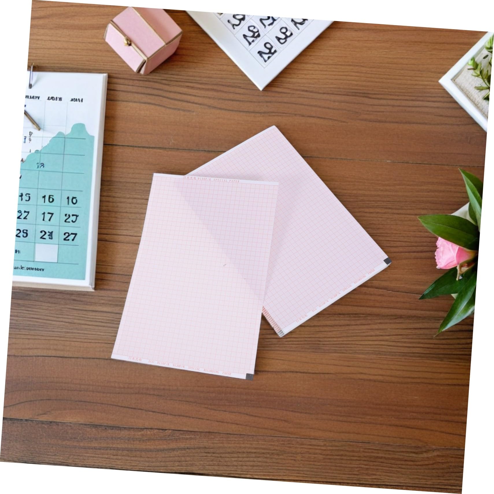 ABOOFAN 5 Piezas Papel para Monitorización Cardíaca Papel Térmico con Cuadrícula Roja Precisa Compatible con Equipos Médicos Clínicos