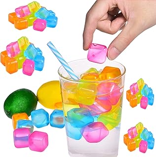 54-Pack Reusable Ice Cubes – BPA-Free Multi-Color 1" Square Cubes – Non-Diluting, Quick Freeze – Great for Cocktails, Whiskey, Beverages, Party Drinks