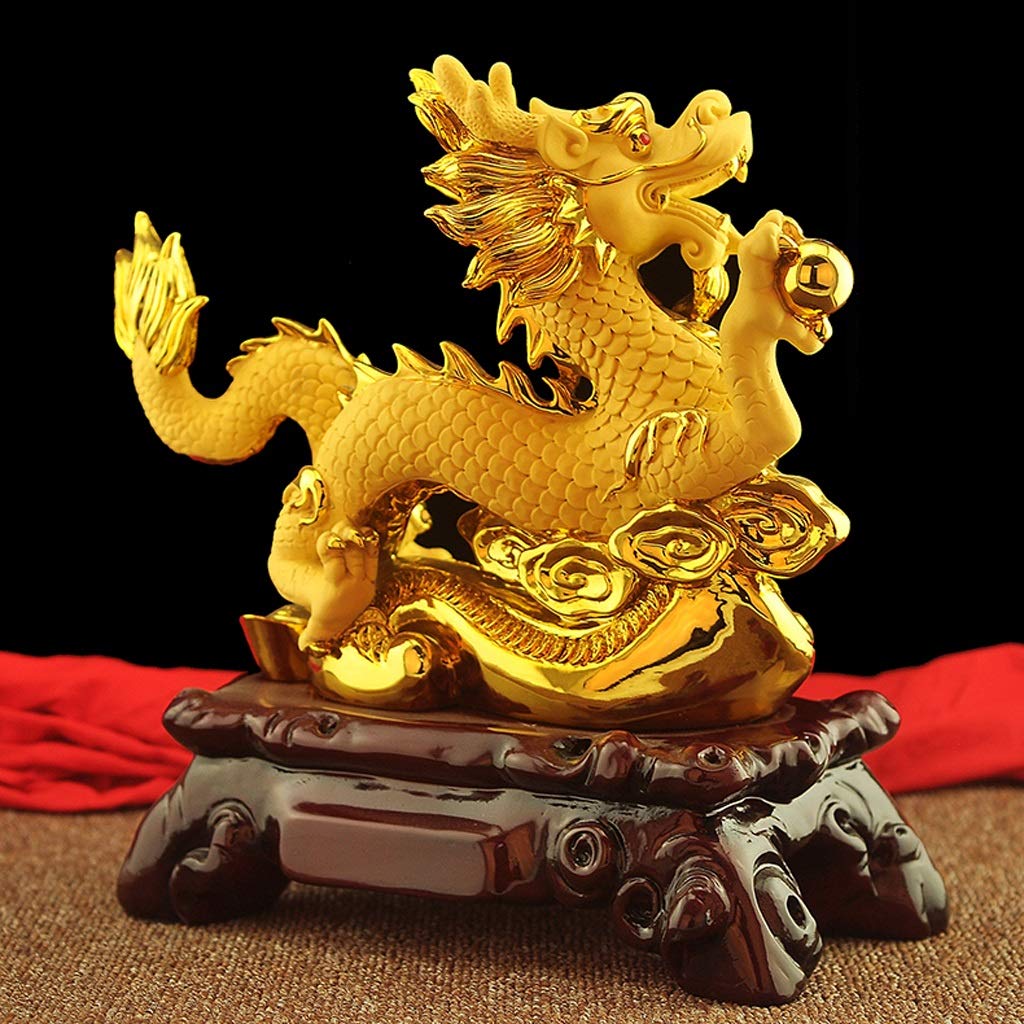 Escultura Ornamentos Kylin Riqueza Prosperidad Estatua Zodiaco Dragón Decoración Feng Shui Artesanía Regalos de inauguración Decoración del hogar Atraer riqueza y buena suerte Estatuillas decoración (