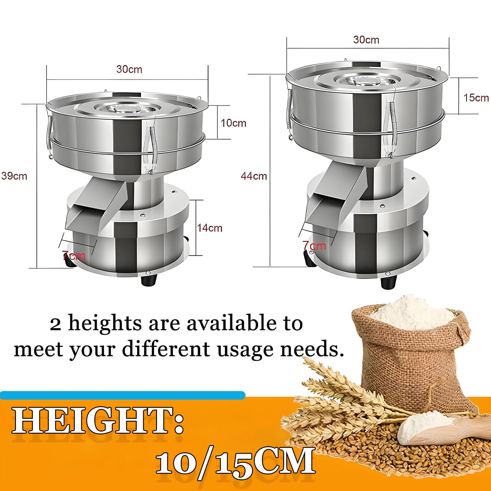 Macchina per setaccio Vibrante elettrica da 50 W - Agitatore Automatico per setaccio in Acciaio Inossidabile 304, setaccio Professionale per Polvere da 1350 Giri/min 15CM-2Meshes1Lid