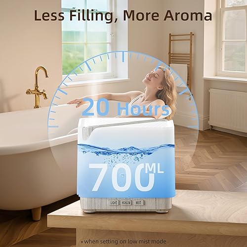 Vista 8 de ASAKUKI 700 ml Premium Essential Oil Diffuser, 5 in 1 Ultrasonic Aromatherapy Fragrant Oil Vaporizer Humidifier, Timer and Auto-Off Safety Switch, 7