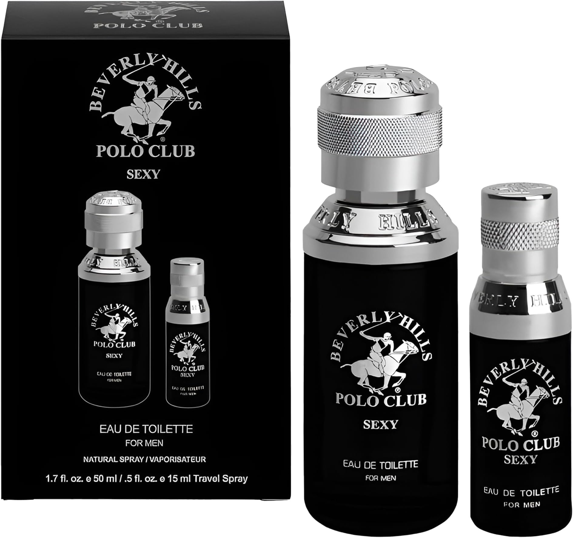 BHPC Men's Eau de Toilette Bonus Pack - Sexy Scent Cologne Gift Set (1.7 oz + 0.5 oz Travel Spray)