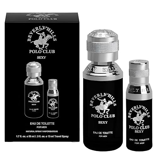 Beverly Hills Polo Club BHPC Eau de Toilette Bonus Pack para hombre, set de regalo de colonia con aroma sexy (1.7 oz + 0.5 oz spray de viaje)
