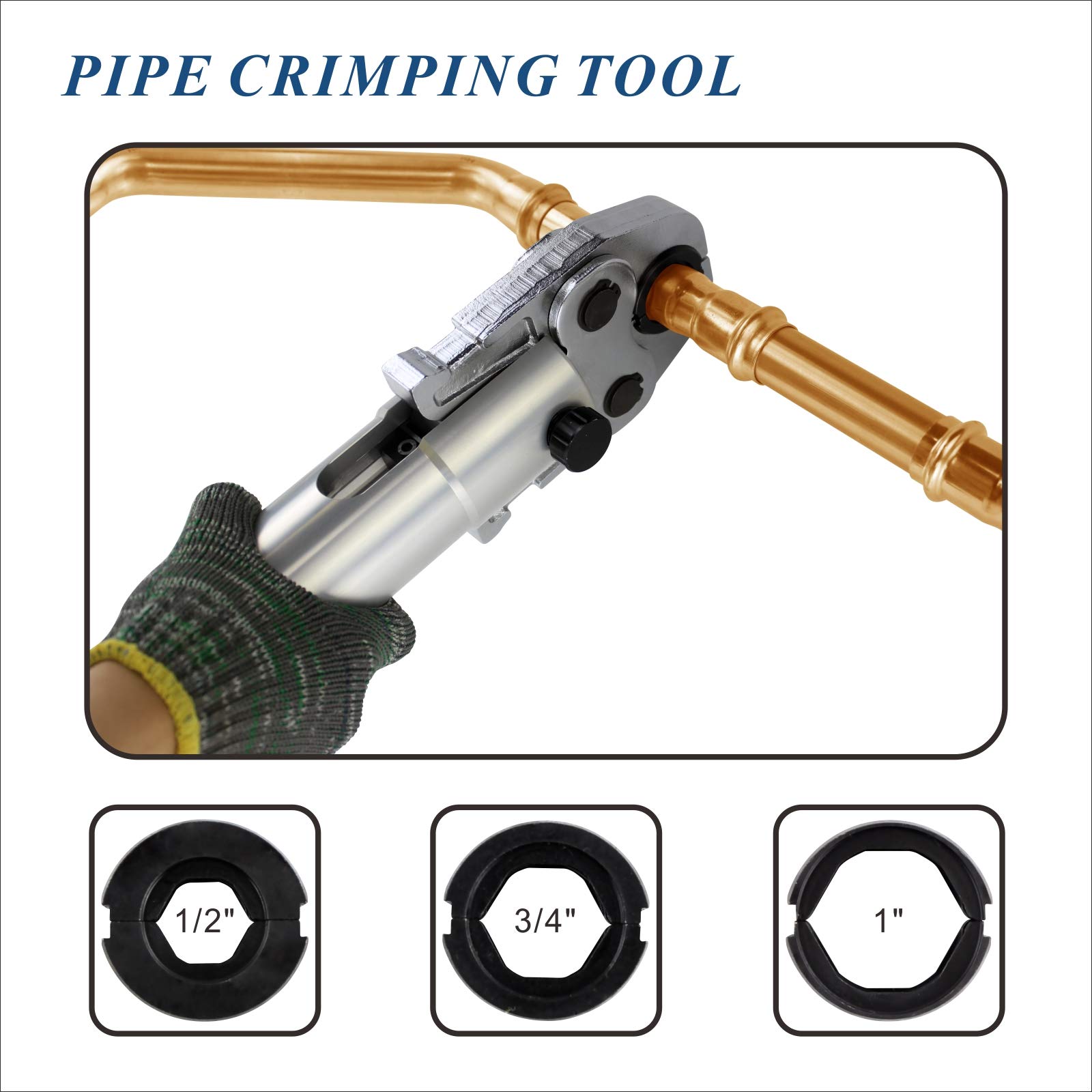 IBOSAD Copper Tube Fittings Hydraulic Pipe Crimping Tool with 1/2",3/4