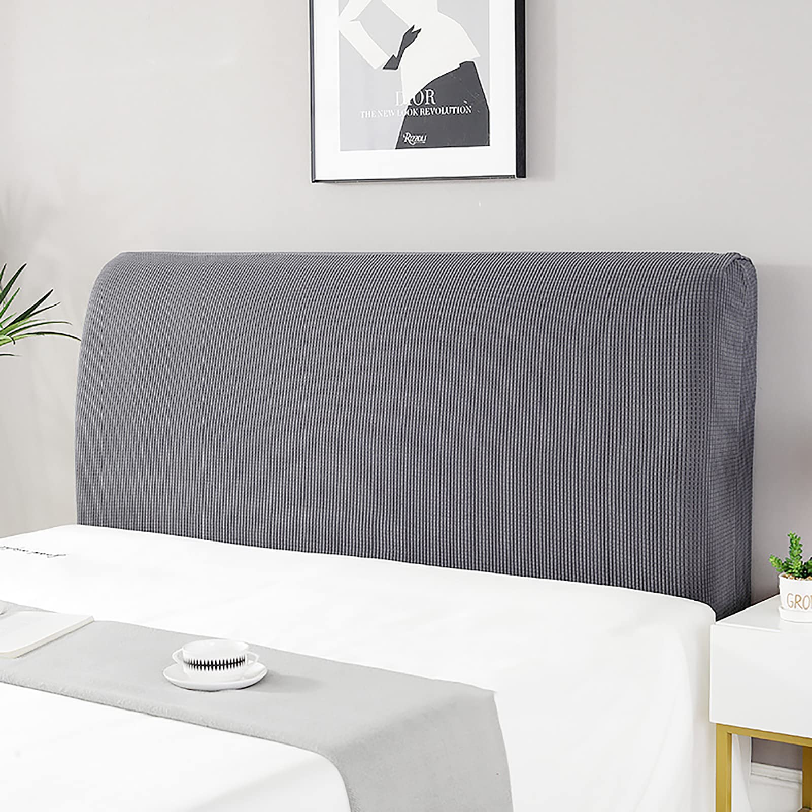 UVCMDUI Headboard Cover, Stretch Bed Headboard Cover for Double/Single Bed, King/Super King Size Washable Headboard Slipcover,dark grey,150cm/59.1in
