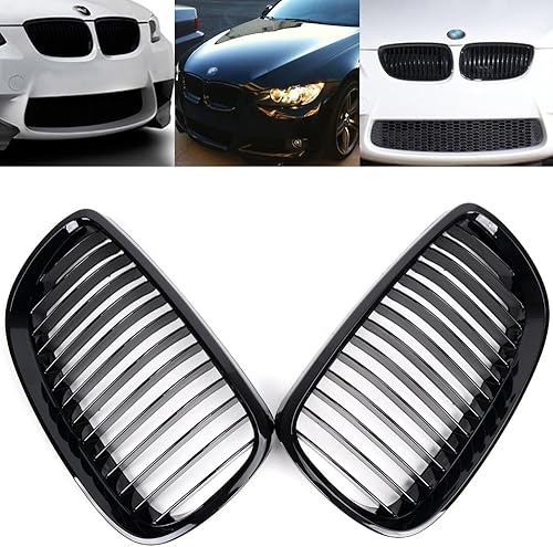 Miniatura 9 de 1 par de parrilla frontal negra brillante compatible con BMW E92 Coupé E93 convertible 2008-2013 Pre-Facelift y BMW Serie 3 M3 E92 E93 2008-2013