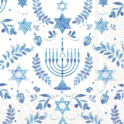 Boston International IHR - Servilletas de papel de 3 capas, tamaño de almuerzo de 20 unidades, Hanukkah