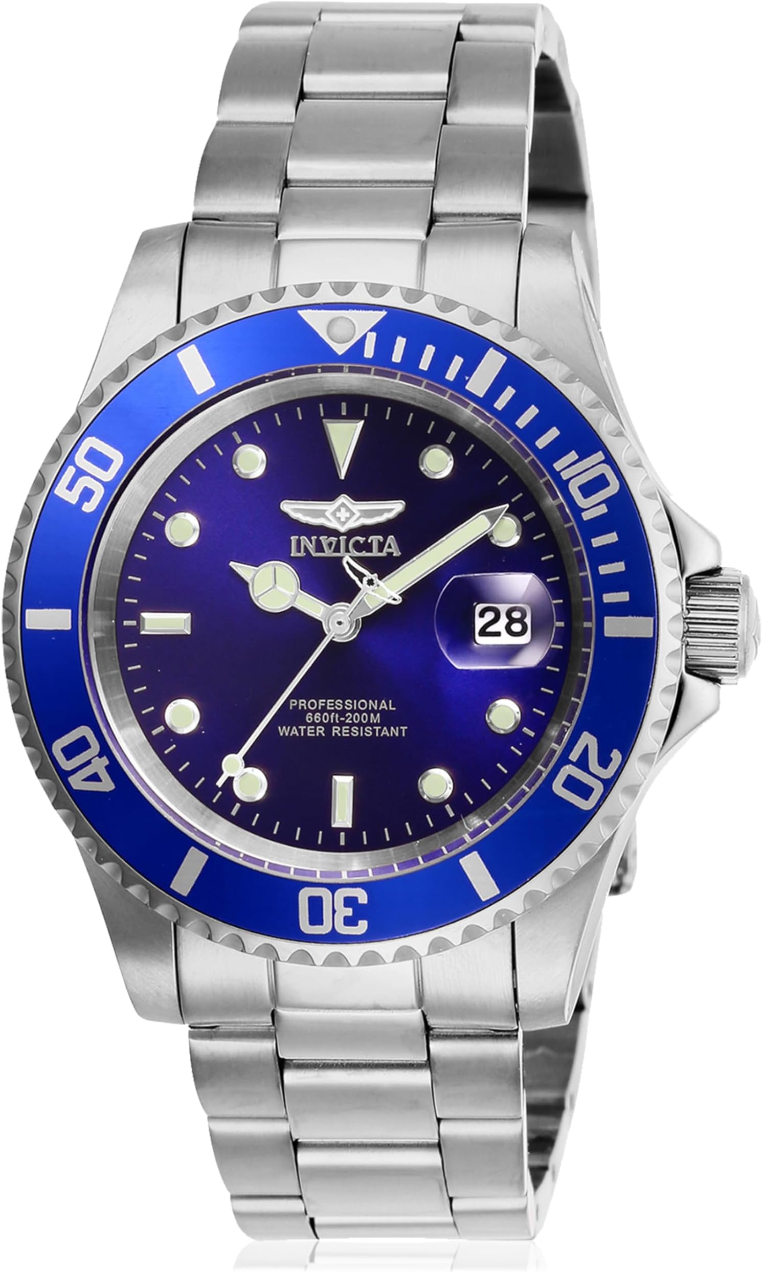 Stainless Steel Pro Diver Analog Blue Dial Unisex Watch-26971, Silver Band