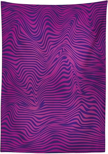 Miniatura 5 de Ambesonne Synthwave Tablecloth, Bicolour Design of Abstract Retro 1980's Inspired Wavy Stripes Pattern, Rectangular Table Cover for Dining Room