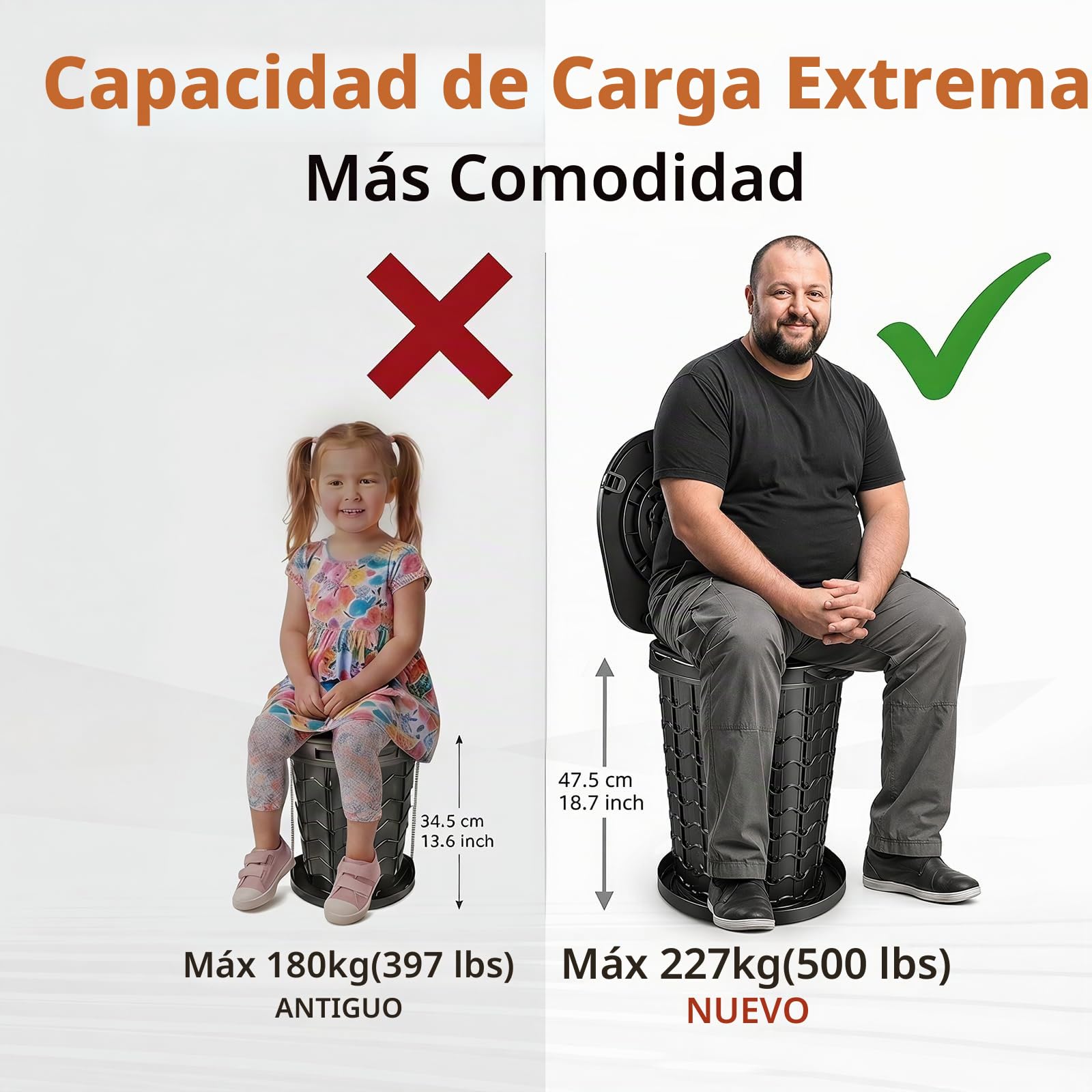 XXL WC Portatil Camping, con 10 Bolsas De Inodoro Biodegradables