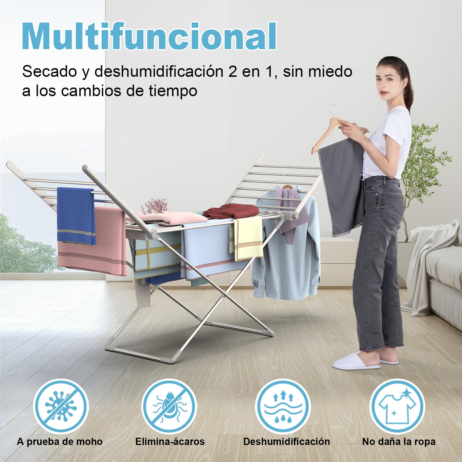 Innotic Tendedero Eléctrico con calefacción Plegable de 230 W, 18 Tubos de calefacción, tendedero calefactable para Interiores para Apartamentos y oficinas, Aluminio (145 x 94 x 54 cm)
