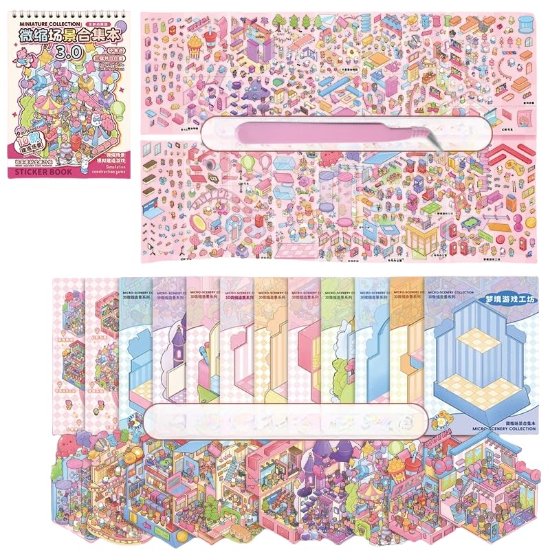 10 Sets DIY 3D Sticker Scene,Sticker Therapy for Adult,Cute Cartoon Miniature Room Scene Stickers for Adult Relief Stress and Pass The Time — image 1