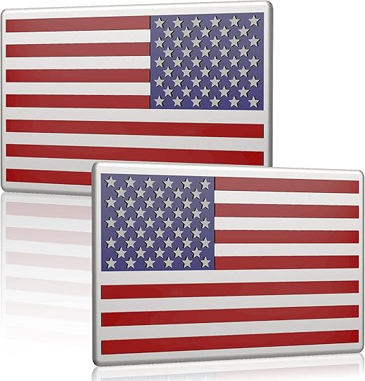 2 Pack American Flag Sticker, 3D Car Military Patriotic Emblem Decal, Color 5"x 3" Small Bumper US Stickers Decal Compatible with with Jeep, Trucks, RV, SUV and More (One Left and One Right)