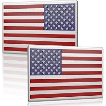 2 Pack American Flag Sticker, 3D Car Military Patriotic Emblem Decal, Color 5"x 3" Small Bumper US Stickers Decal Compatible with with Jeep, Trucks, RV, SUV and More One Left and One Right