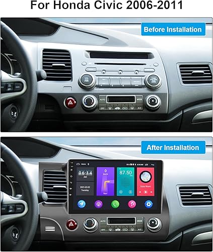 Miniatura 7 de Radio de coche para Honda Civic 2006-2011, Rimoody Car Stereo Android 13 GPS Navigation WiFi Mirror Link 10.1 pulgadas pantalla táctil Bluetooth