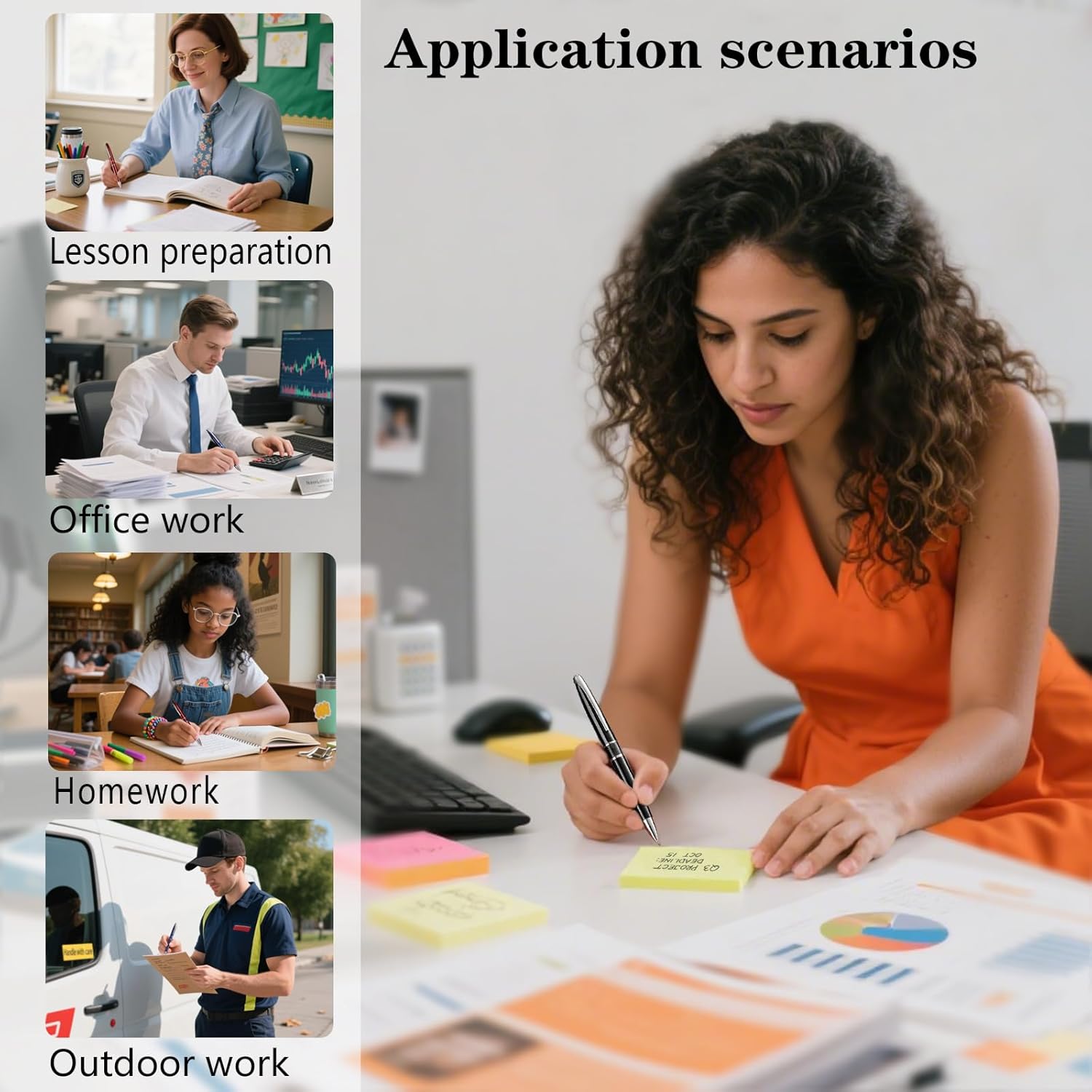 Executive Ballpoint Pens Set ，10 Pcs Refills of 3 Ink Colors, Luxury Acrylic & Metal Retractable Rollerball Pens, Smooth Writing Office Pens for Business, Teachers, Professionals（Black） - Image 5