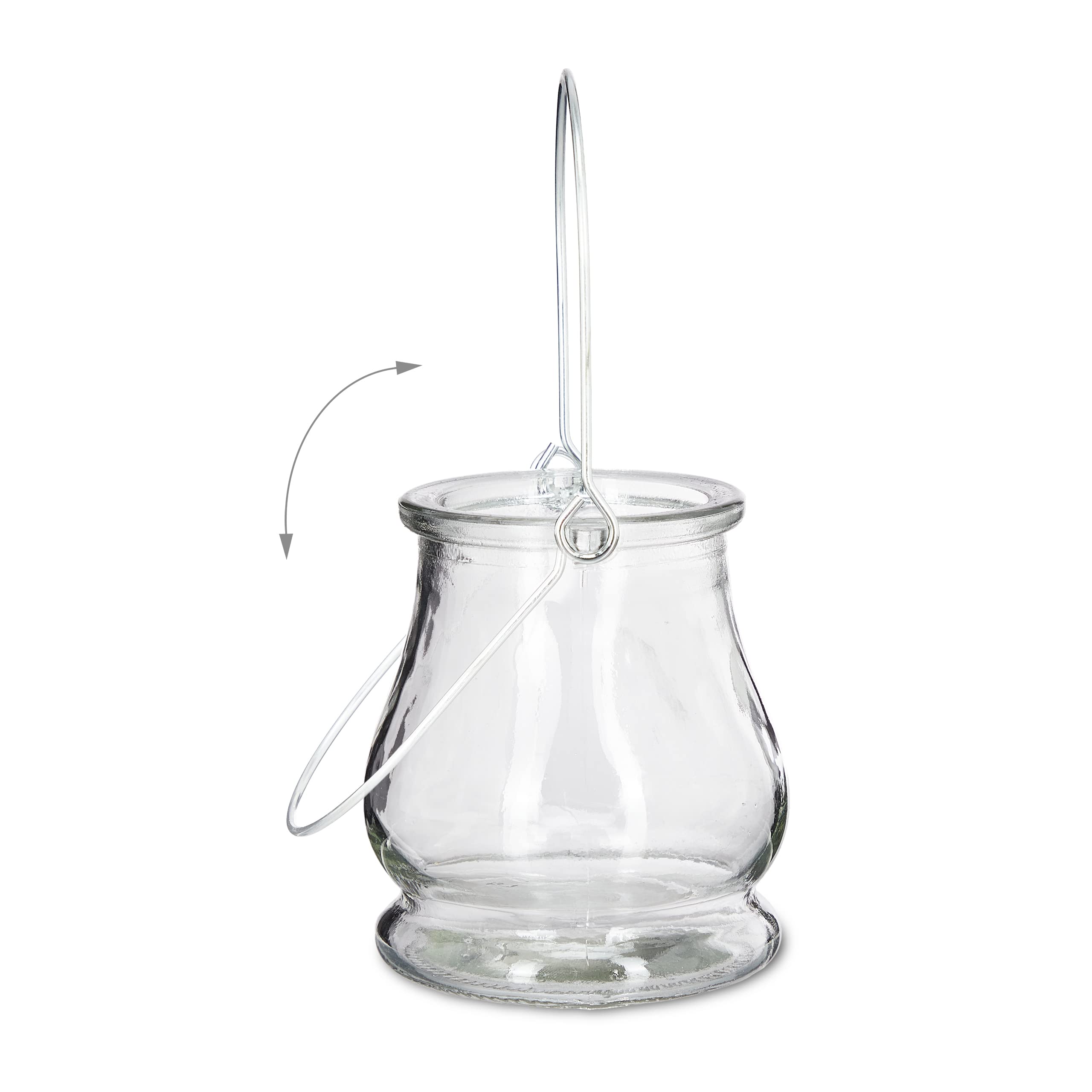 Relaxdays Set de 12 Portavelas Cristal, Asa para Colgar, Interior y Exterior, Porta Velas de Té, 10x8,5cm, Transparentes