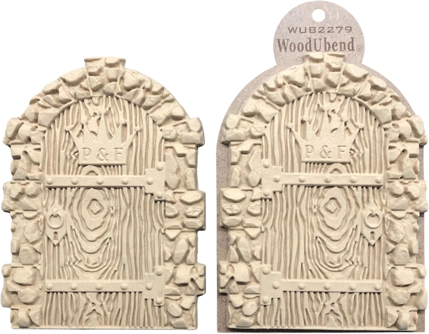 WoodUbend WUB2279 Set of Medieval Doors Appliques - Heat Bendable & Flexible Wood Onlays 17.7X 13.2cm - DIY Craft, Furniture & Home Decor - Easy to Apply & Paint - Versatile, Reusable & Decorative