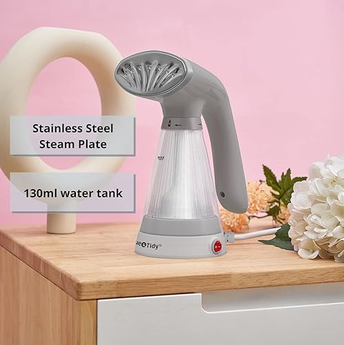 Miniatura 3 de True & Tidy, Vaporizador portátil compacto de mano con boquilla de acero inoxidable, incluye cepillo de tela y taza de agua, TS-20A, gris