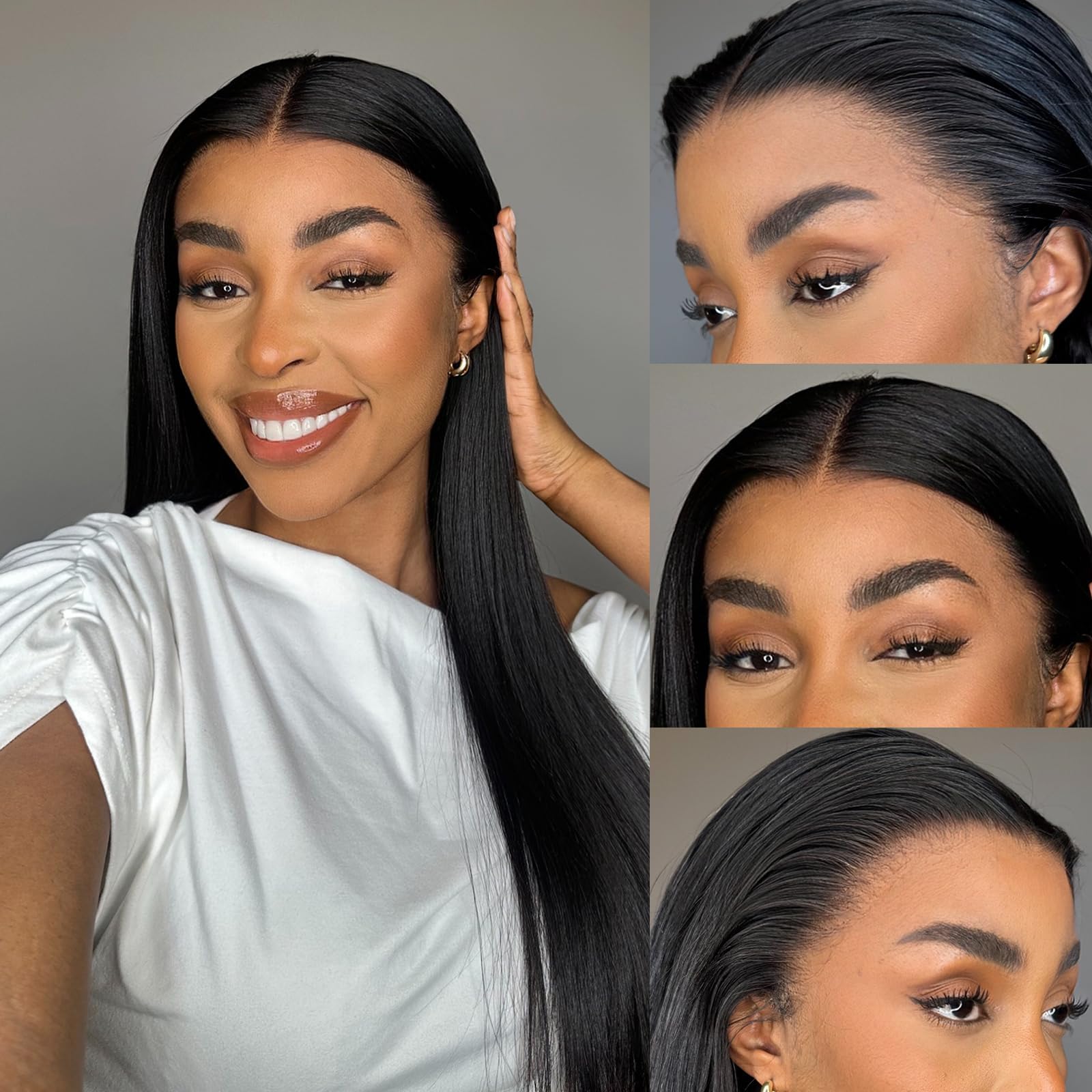 WOWANGEL 13x6 SKINLIKE Real HD Lace Front Wig Human Hair Pre Plucked, 250% Density Straight HD Lace front Wig Clean Self Growing Hairline Invisible Knots Brazilian Remy Hair 18 Inch