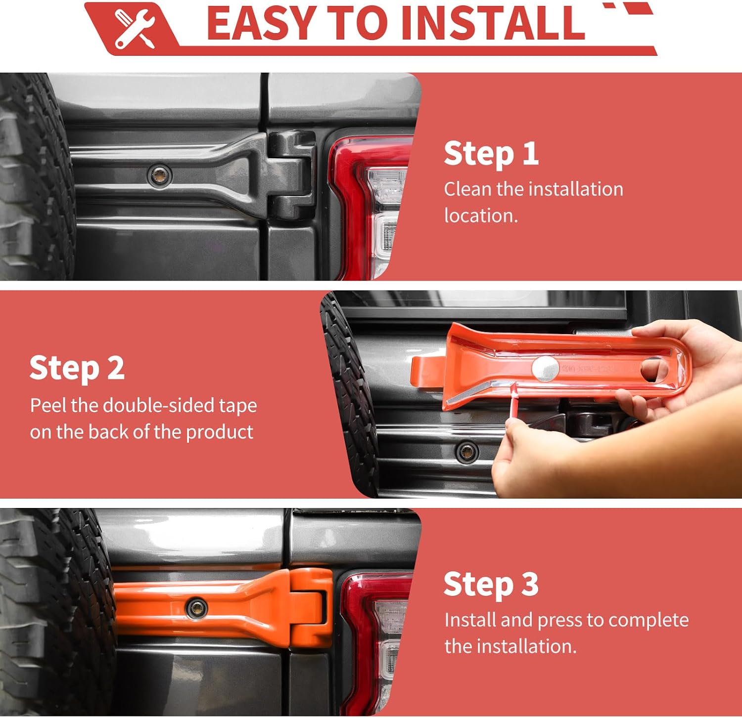 Full Set Exterior Decoration Trim Kit Fit for 2018-2026 Jeep Wrangler JL JLU, Full Coverage Door Handle Hood Hinge Hood Latch Side Air Vent Rear Tailgate Window Hinge Covers, 43PCS, Orange