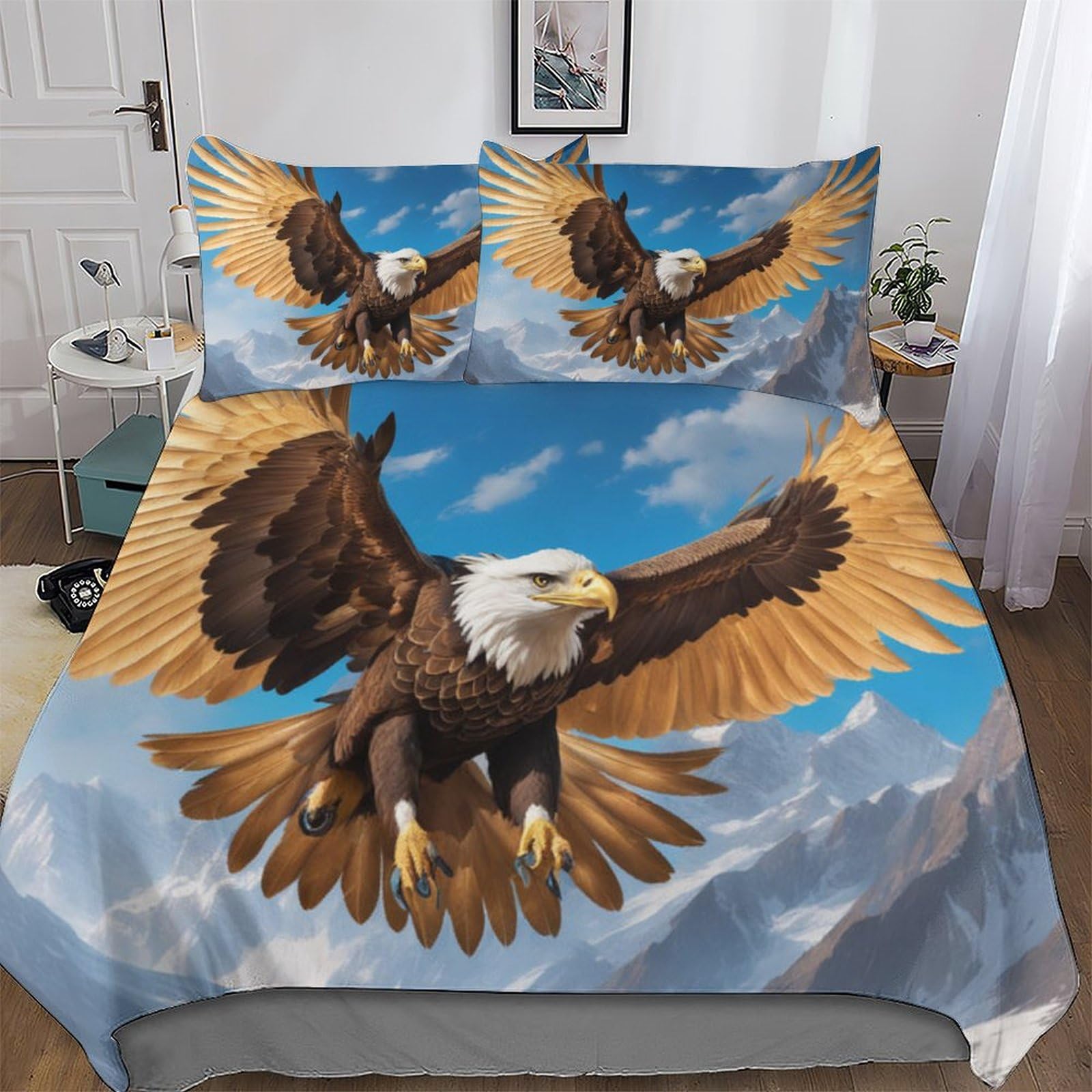 Ppzyy Boys Eagle Duvet Cover Set Microfiber Bedding Set Quilt Cover 2 Pieces With Pillowcases For Girls Comforter Cover Single(135X200cm)