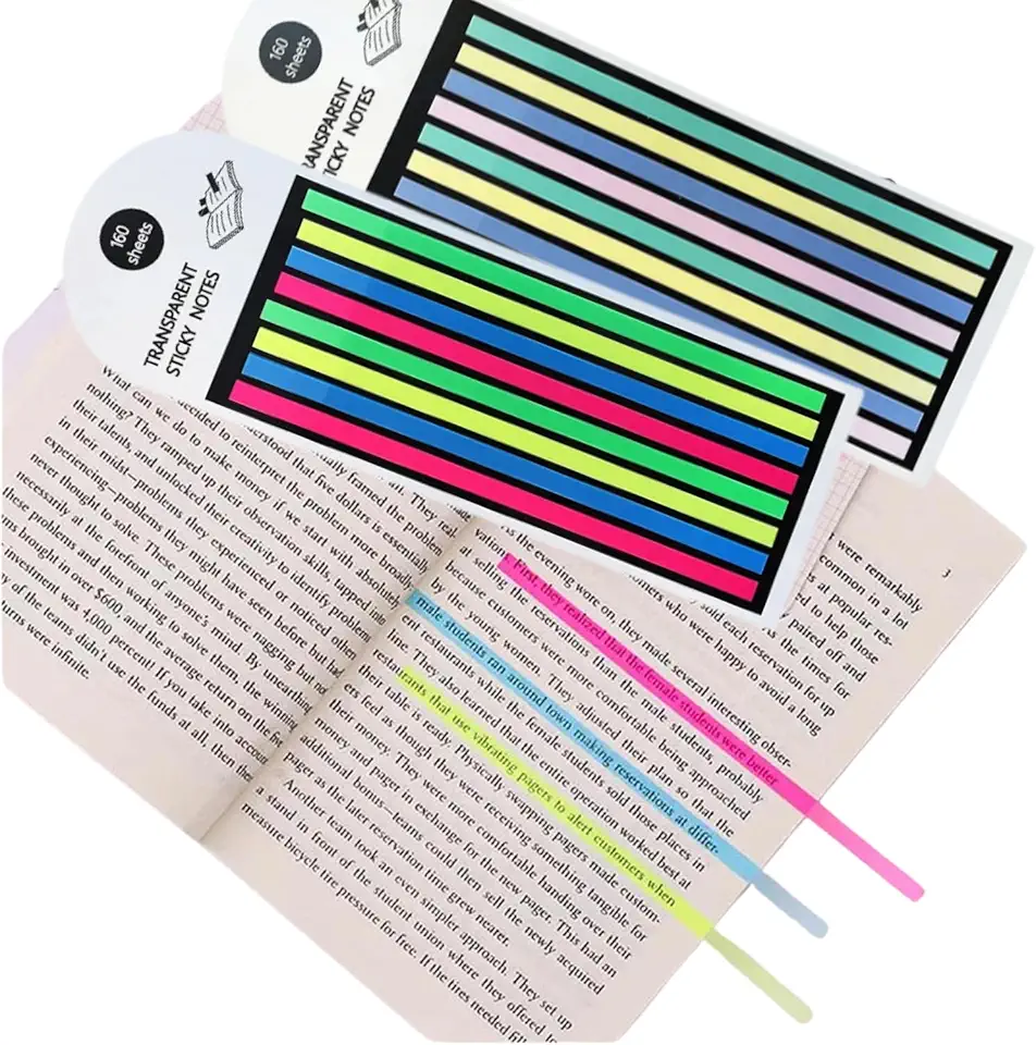Kit 2 Marcador Adesivo De Linhas, Marca Páginas Colorido, Bloco Adesivo Para Sublinhar Textos, Bíblia, Livro, Fichário, Caderno