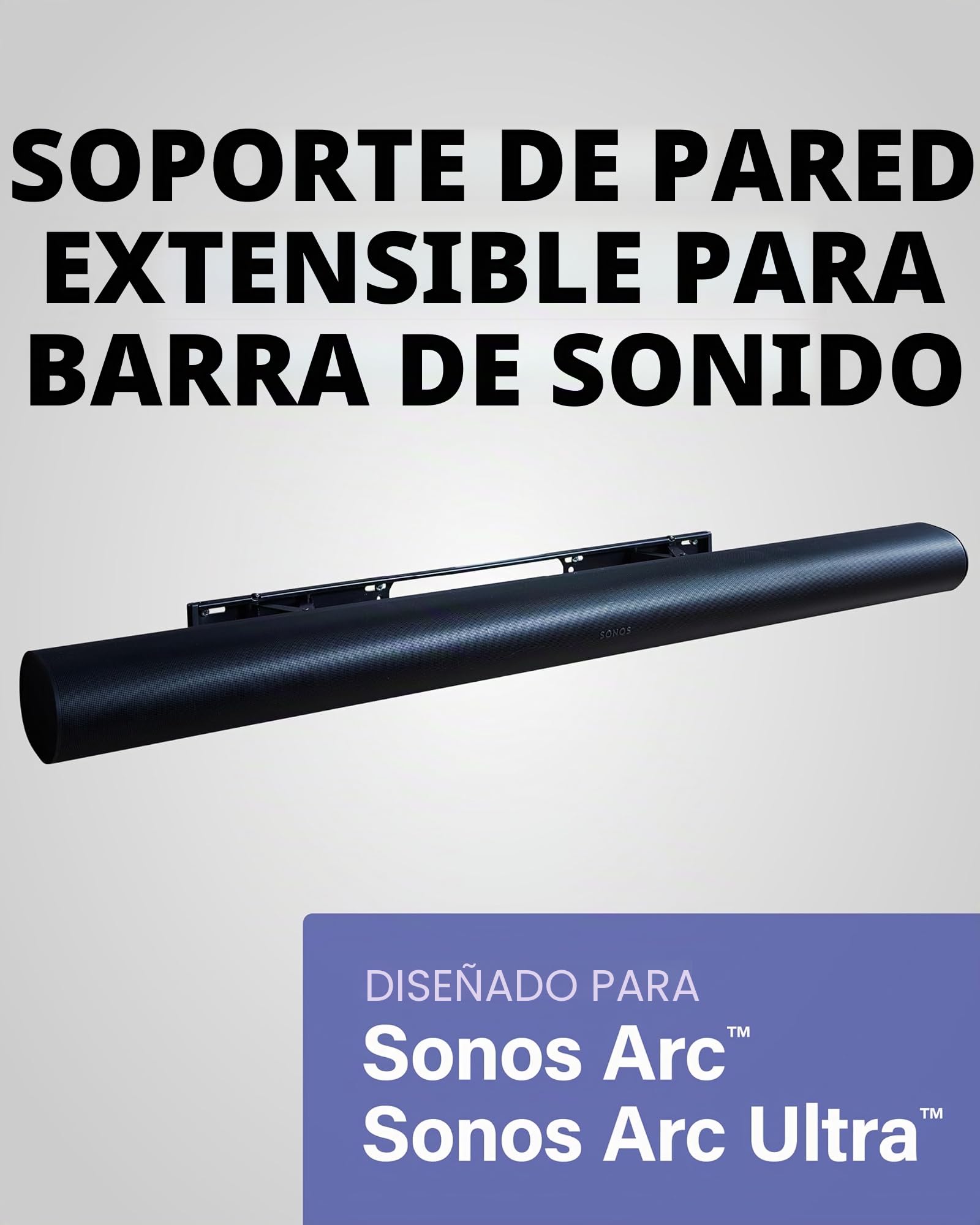 Sanus Soporte de Pared para Barra de Sonido Extensible diseñado para Barra de Sonido Sonos ARC - Diseño de Perfil bajo y Mejora de Audio para Dolby Atmos -OSSAWM1-B2