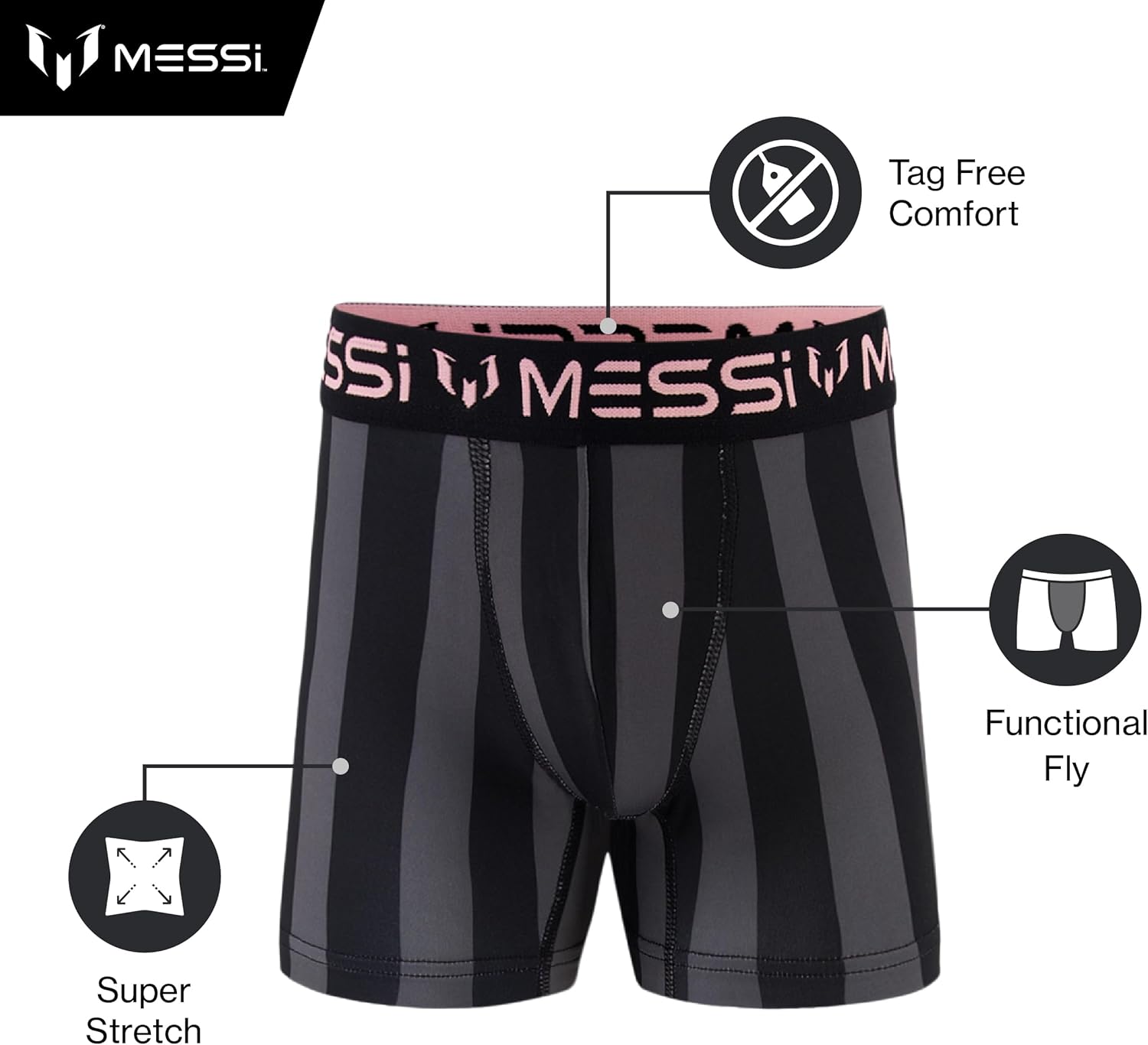 MESSI BOYS 4PK STRETCH BOXER BRIEFS - Image 3