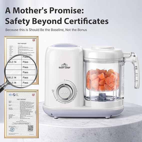 AMZBABYCHEF Baby Food Maker, 4 in 1 Baby Food Processor and Steamer, Puree Blender, Multifunctional Baby Puree Maker, Dishwasher Safe (White)
