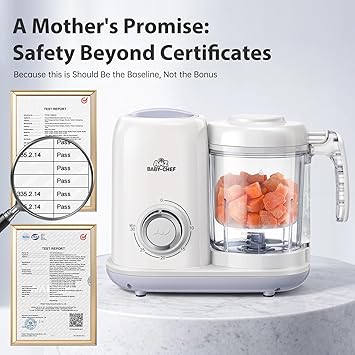 AMZBABYCHEF Baby Food Maker, 4 in 1 Baby Food Processor and Steamer, Puree Blender, Multifunctional Baby Puree Maker, Dishwasher Safe (White)