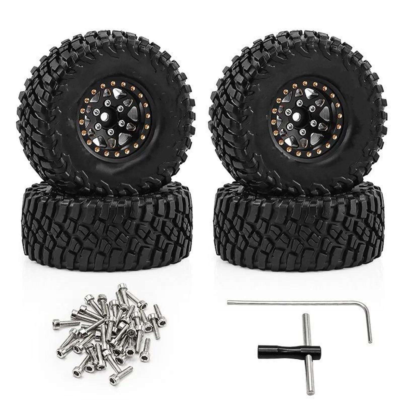 Per TRX4M Per SCX24 Per FMS Per Ascent-18 1/18 RC Auto Parti Di Aggiornamento Pneumatici Ruote Da 1.0 Pollici D399/Cerchi In Ottone D398 Ricambi Modellini RC