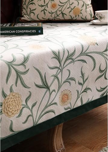 Miniatura 4 de Funda de sofá de diseño, fundas de terciopelo verde floral para banco de cama seccional, fundas de banco de cama de lujo, funda para reposapiés,