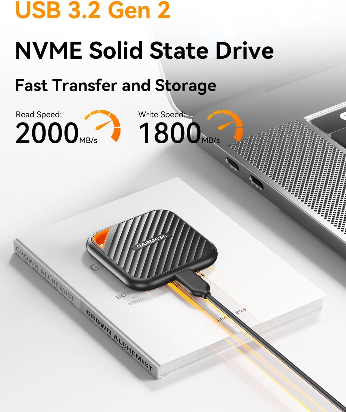 1TB External SSD Up to 2000MB/s, USB 3.2 Gen 2x2 Portable SSD External Solid State Drives Compatible with Game Console/Tablet/Laptop/Mac, Reliable Storage for Gaming, Students, Professionals