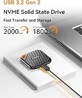 Vista 2 de SSD externo de 1 TB de hasta 2000 MB/s, USB 3.2 Gen 2 Gen 2x2 SSD portátiles unidades de estado sólido externas compatibles con consola