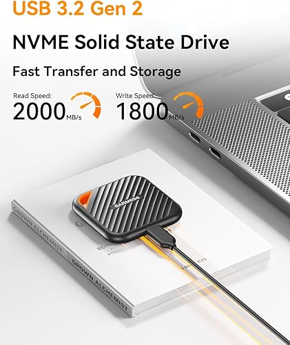 Miniatura 2 de SSD externo de 1 TB de hasta 2000 MBs, USB 3.2 Gen 2 Gen 2x2 SSD portátiles unidades de estado sólido externas compatibles con consola de juegos,