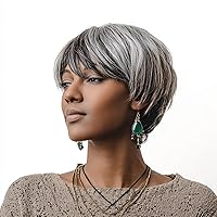 Vista 9 de Pelucas cortas para mujeres negras, corte Pixie, pelucas cortas rizadas negras Pixie en capas, resistentes al calor, peluca de corte Pixie