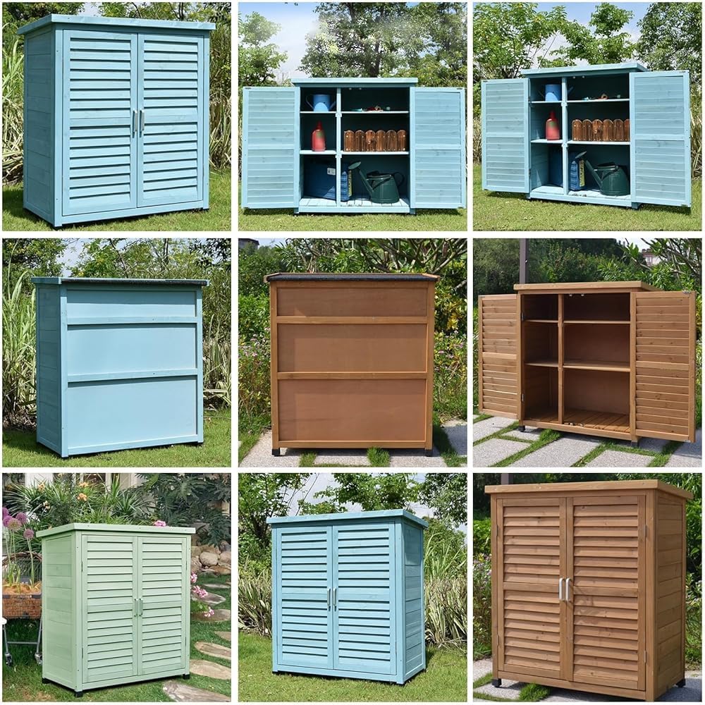 Wooden Potting Bench with Shelves & Waterproof Storage – Outdoor Garden Workbench & Tool Organizer for Patio, Lawn & Backyard(Color:Blue)