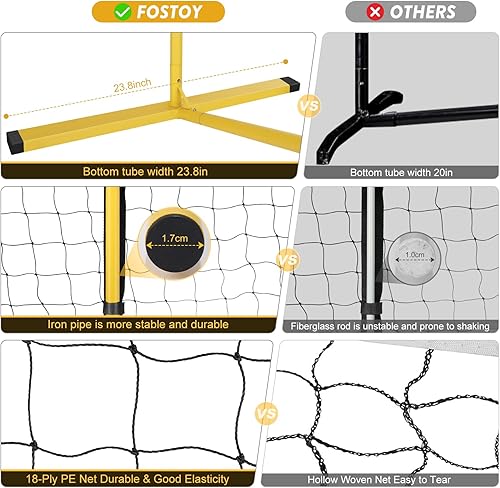 Miniatura 2 de Fostoy Pickleball Net, 22FT Regulation Size Portable Pickleball Net,18-Ply PE Nets Weather Resistant Steady Metal Frame Pickle Ball Net System with