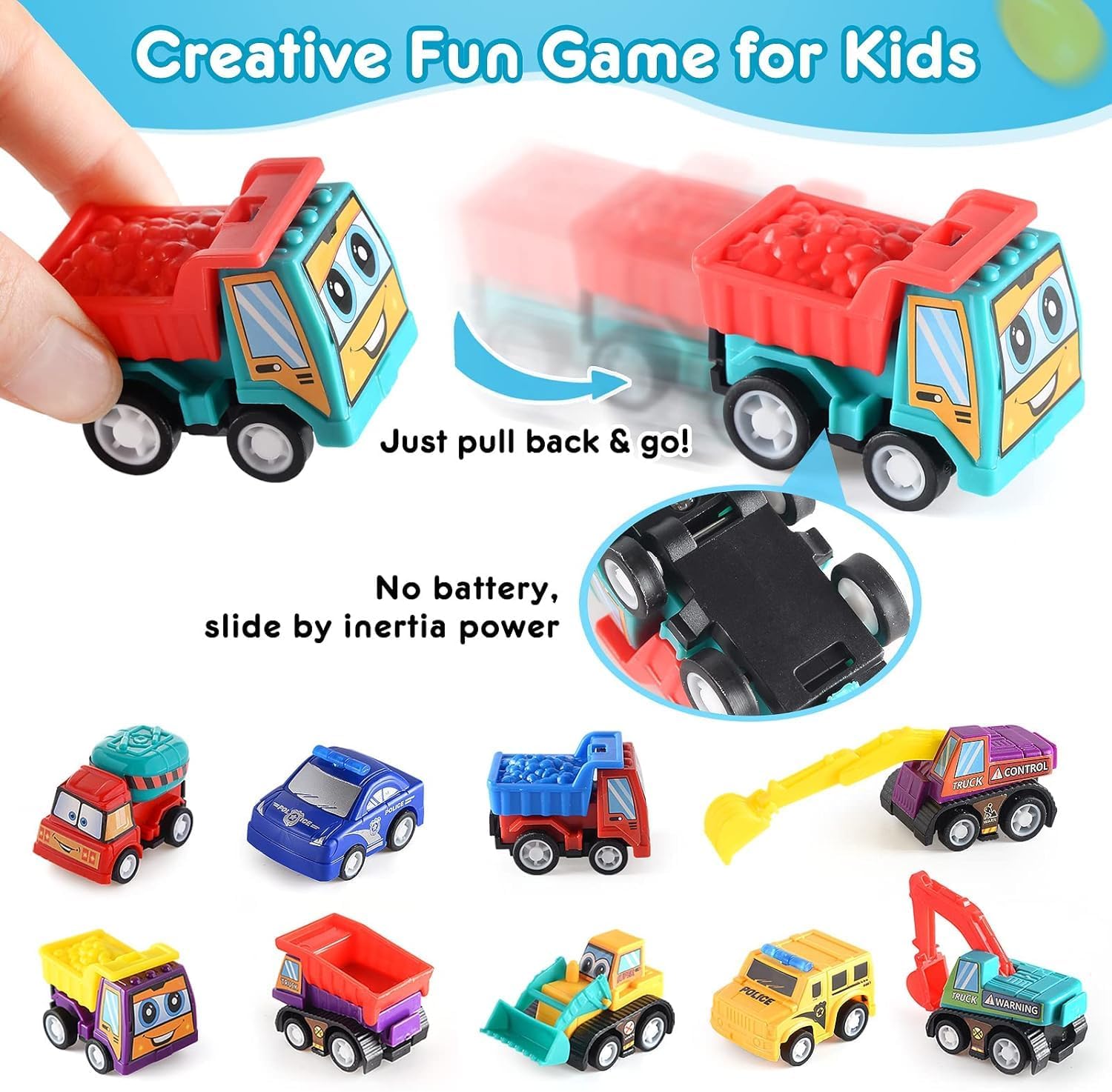 Prefilled Easter Eggs with Toys Inside, 24 Pack Pull Back Cars Easter Eggs with Construction Vehicles, Easter Basket Essentials Stuffers for Toddlers, Easter Egg Fillers for Kids Boys Girls