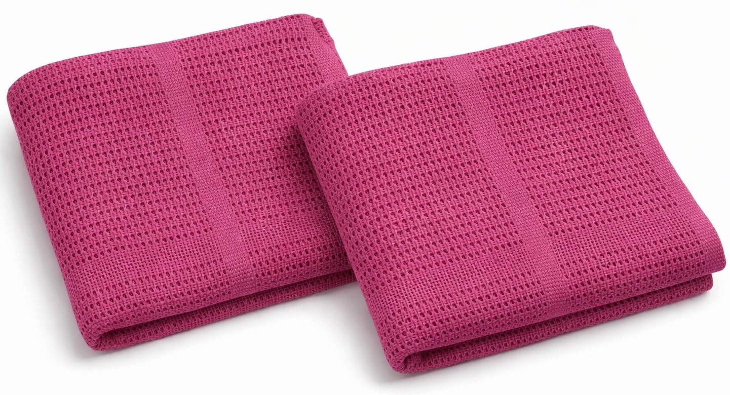 Babymam Cellular Baby Blanket 90x70 cm, Safe Nights, Organic 100% Cotton, Pack of 2, Breathable Newborn Blanket, Soft Nursery, Baby Bedding (Pink)