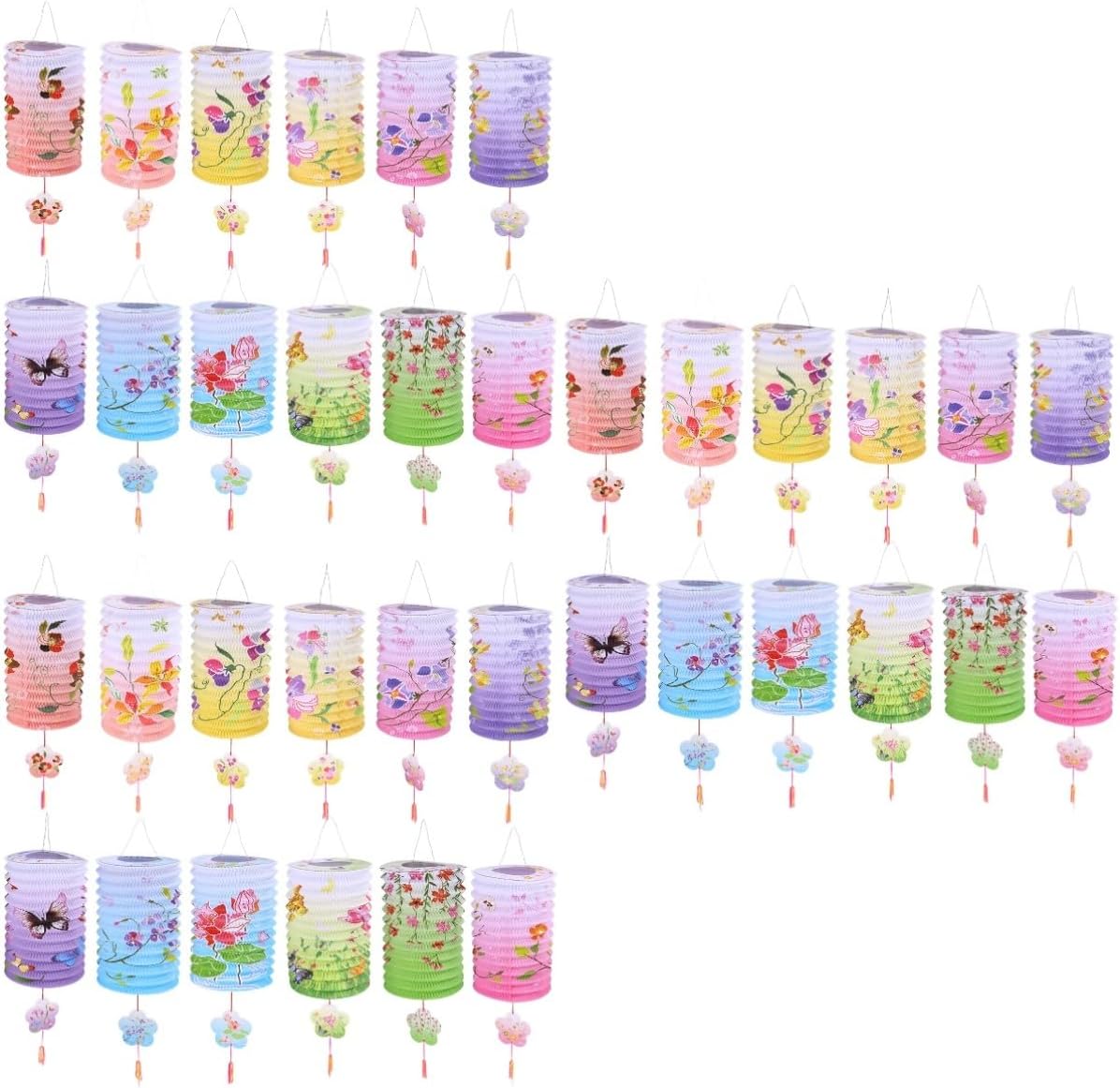 36 Pcs Assorted Color Foldable Paper for Festival Party Decorations, Hanging Style for Home Décor and Celebrations