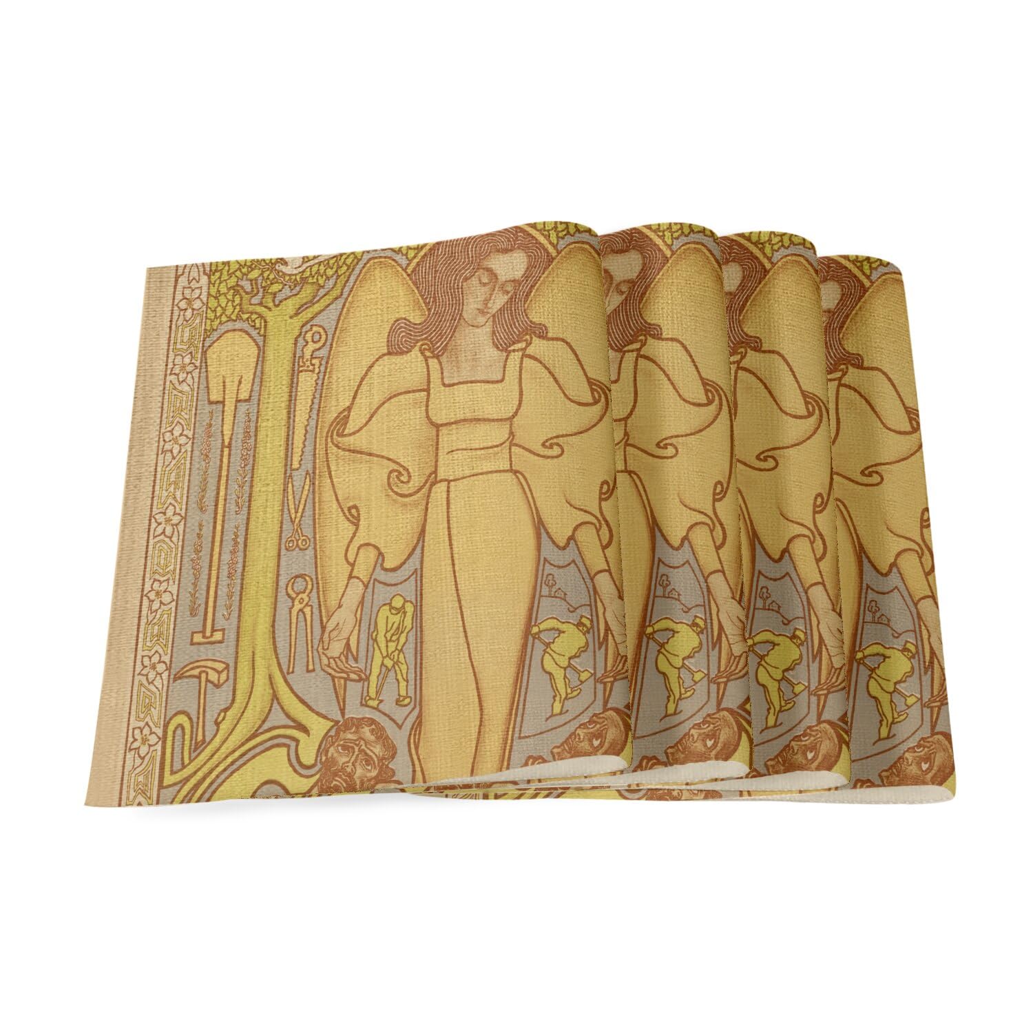 Set de table en lin cadeau de créateur chic motif ange Art Nouveau
