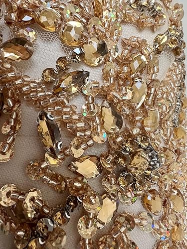 Miniatura 3 de Apliques de diamantes de imitación hechos a mano para coser en el parche de encaje de cristal, 1 par para ropa de bricolaje, vestido de novia,