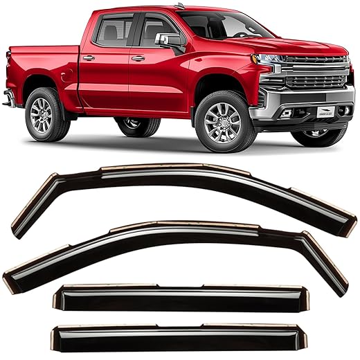 Voron Glass in-Channel Extra Durable Rain Guards for Chevy Silverado/GMC Sierra 1500 2019-2026 Crew Cab,Window Deflectors,Vent Visors,4pcs - 220089