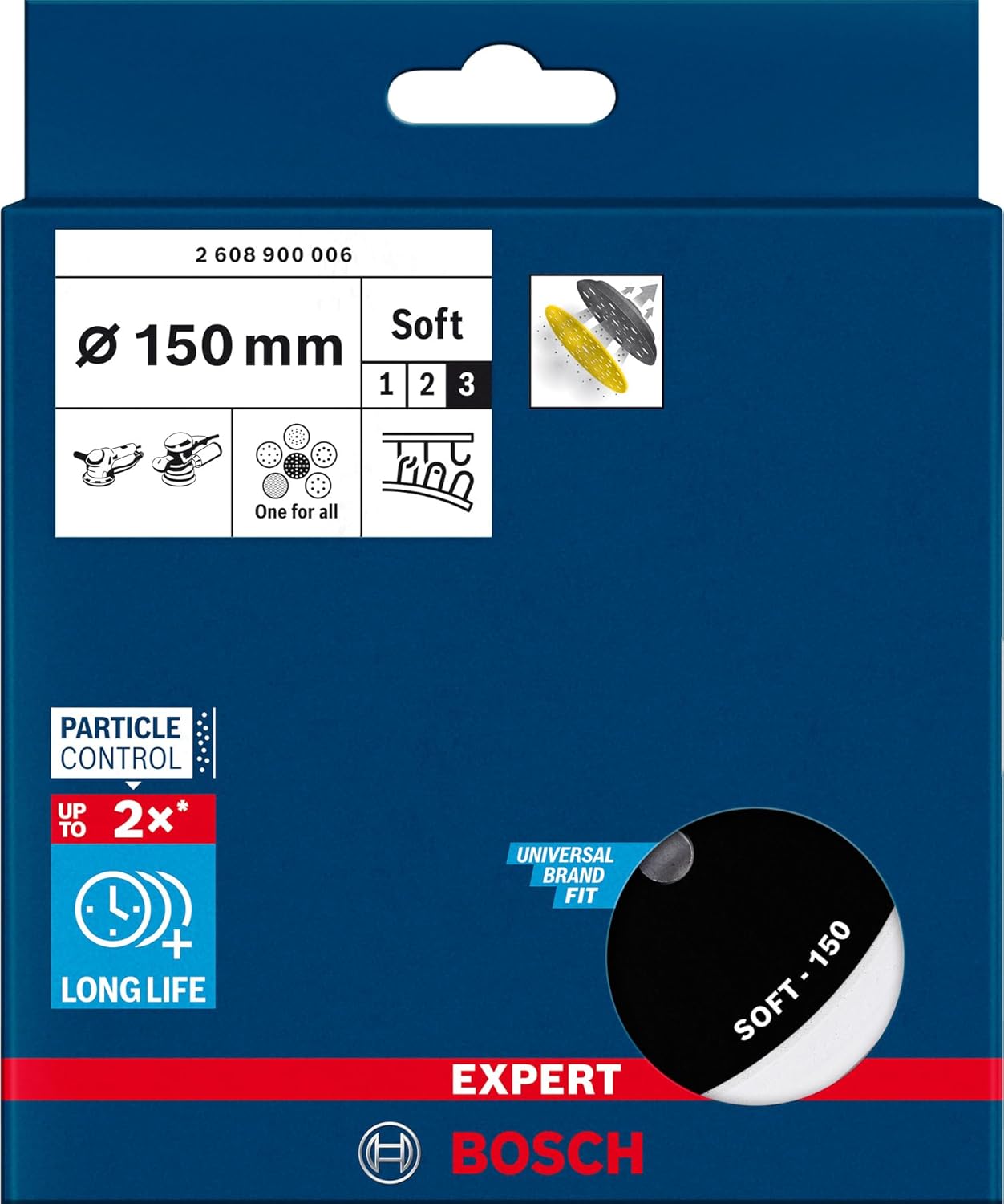 Bosch Professional 1x Expert Multihole Backing Pad Universal (Version Soft, Ø 150 mm, Accessories Random Orbital Sander)