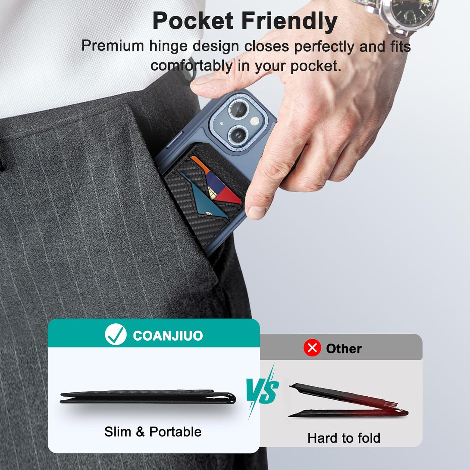 Upgraded for MagSafe Wallet, Magnetic Wallet for iPhone with Adjustable Stand, Slim for iPhone 17/16/15/14/13/12 Series, Not for 13/12 Mini, Black - Image 6